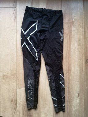 2XU Compression Tights / Leggings - Black & Silver - Size Large